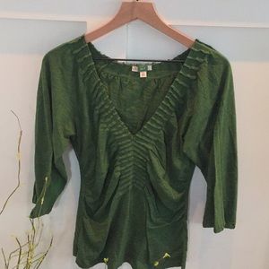 Women’s green deep v-neck top